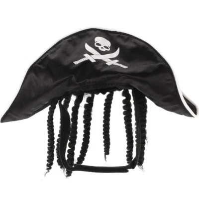 Sombrero pirata negro 1 pieza correa para perro accesorios para cabeza de mascota decoraciones para fiestas de mascotas Foto 1 de 4