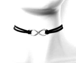ausdrucksstarkes Retro Halsband Symbol Unendlichkeit Halskette Leder-Imitat - Bild 1 von 3