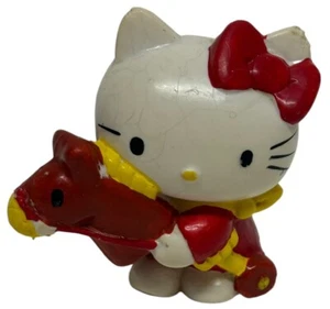 Vintage 1970s Hello Kitty 2" PVC Figure Sanrio Figurine on Hobby Horse Stick Toy - Picture 1 of 8