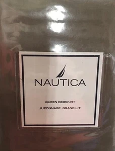 New Nautica Island Shores Khaki Cocoa color Queen Cotton Sateen Bedskirt - Picture 1 of 3