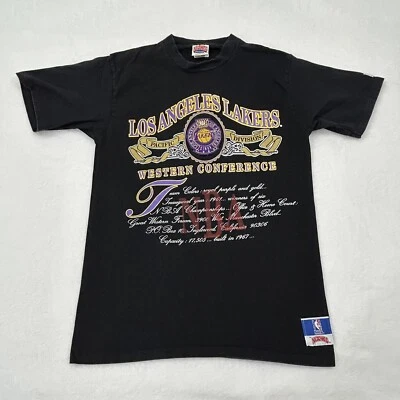 Camiseta Negra Vintage Nuez Moscada LA Los Angeles Lakers Conferencia Oeste Juvenil L Foto 1 de 4
