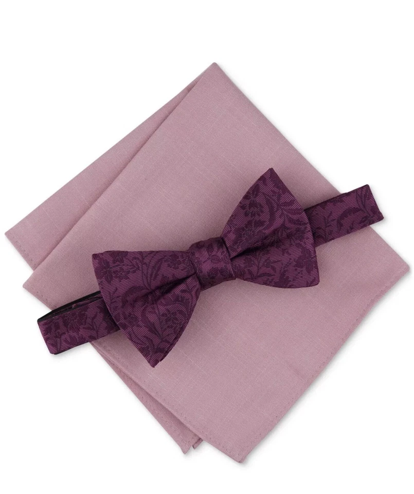 Bar Iii Men's 2 Piece Edken Bow Tie Pocket Square Set Dusty Pink Necktie - Image 1 of 1