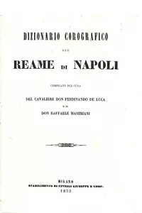 De Luca - Mastriani - Chorographisches Wörterbuch des Reiches Neapel - Civelli 1852 - Bild 1 von 11