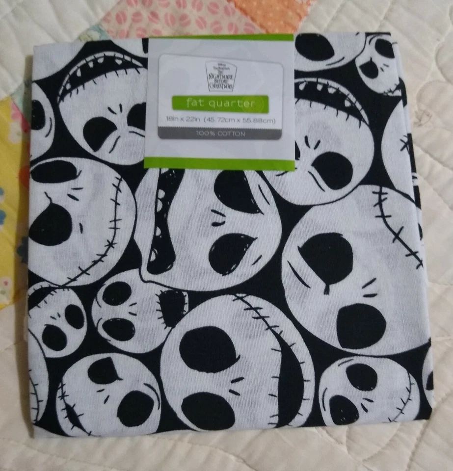 100 Cotton Fabric Disney Jack Nightmare Before Christmas 1 Fat Quarter 18x21"