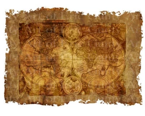 Mapa pirata del Viejo Mundo Cumpleaños ~ Comestible 2D Fondant Cake Cupcake Topper ~ D22914 * - Imagen 1 de 1