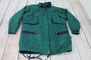 VTG Genuine Rugged Izzi Green Blue Full-Zip Puffer Parka Ski Jacket Women's Med - Picture 1 of 8