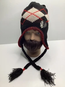 Cappello berretto CHICAGO BLACKHAWKS Old Time maglia hockey inverno sci nappe paraorecchie - Foto 1 di 9