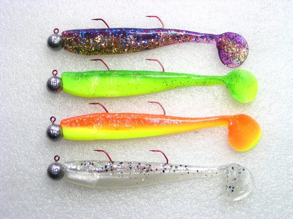 4 Diabolo Jigs,13,5cm Relax King Gummifische,2 Haken System, Zander, Hecht, Neu - Bild 1 von 1