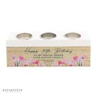 Personalised Wild Flower Wedding Wooden Triple Tea Light Candle Holder New Home