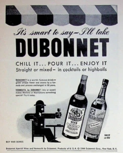 1944 Dubonnet Wine & Vermouth Chill Pour Enjoy Derby Hat Vintage 1940s Print Ad - Picture 1 of 2
