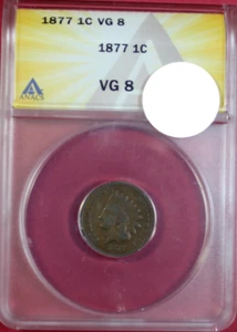1877 INDIAN CENT ANACS VG8 - Picture 1 of 4