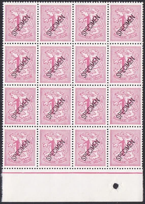 Specimen, Belgium Sc433 Lion Rampant, Coat of Arms, Block of 16 - Image 1 of 2