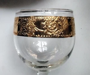 Vintage Culver Tyrol wine glasses Stem Goblets 22K Gold band Rim Set Of 6 MCM - Picture 1 of 4
