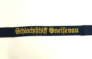 KRIEGSMARINE Schlachtschiff Gneisenau Cap tally Bevo German WW2 - Picture 1 of 3