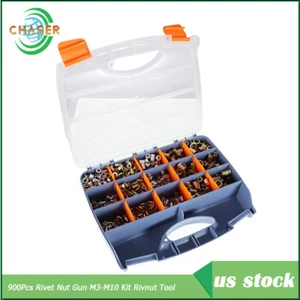 Rivnut Tool Nut Setter 900Pcs Rivet Nut Gun M3-M10 Kit Thread Setting Nutsert - Picture 1 of 8