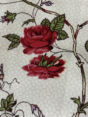 LAURA ASHLEY FABRIC 29” By 48” RAMBLING RECTOR Roses Sample Remnant - Image 1 of 4