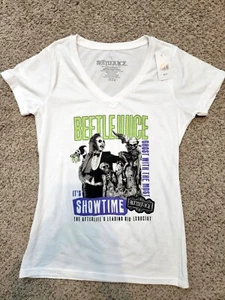 NEW Women's Beetlejuice Ghost with the Most Showtime T-Shirt White V-Neck L - Picture 1 of 5