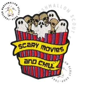 Halloween Scary Movies and Chill Badge / Patch Scouts Girl Guides Camp Blanket - Picture 1 of 1