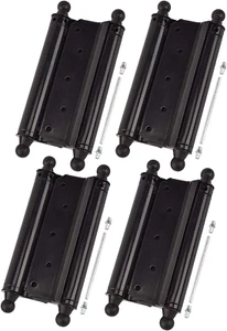 Double Swing Door Hinge (6 Inch) - Black Steel, Self-Closing, Saloon Door Style - Picture 1 of 12