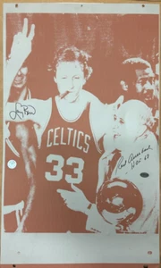 Red Auerbach W/ HOF 68 & Larry Bird Signed Original Boston Globe Printing Plate - Picture 1 of 3