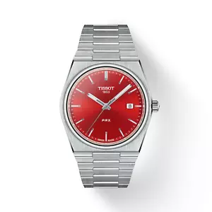 Tissot PRX Quartz 40MM Stainless Steel Red Dial Watch T137.410.11.421.00 - Picture 1 of 2