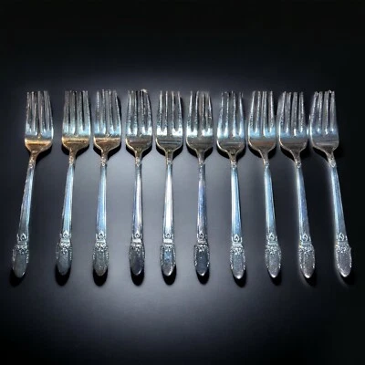 Horquillas para ensaladas Rogers Brothers IS 1847 plateadas. Juego de 10 First Love Foto 1 de 4