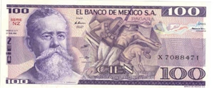 Mexiko 1981 knackige unzirkulierte 100 Pesos Carranza Banknote - Bild 1 von 2