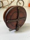 OLD BRASS STAR BACKED WOODEN FISHING REEL (B)