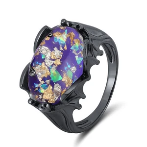 Gothic Black Dragon Eye Ring for Women Simulated Opal by Ginger Lyne Collection - Picture 1 of 43
