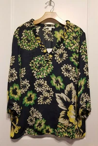 Banana Republic geblümte Origami-Bluse mit V-Ausschnitt, mehrfarbig, Polyester, Größe L, neu mit Etikett - Bild 1 von 10