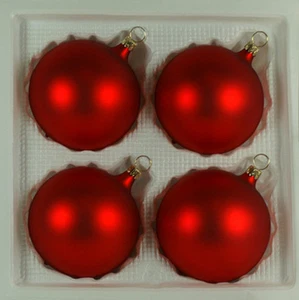 Lauschaer Glas Christbaumkugeln d 10cm rot matt mundgeblasen - Bild 1 von 5