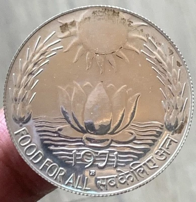 India 10 Rupees 1971 B Proof FAO Silver -Some Toning-only 1,594 Minted-See Pics - Image 1 of 3