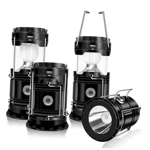 4-Pack Solar Camping Lantern, Collapsible LED Solar USB Rechargeable Lantern - Picture 1 of 7