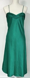 Victoria's Secret Gold Label 100% Silk Midi Chemise Gown Slip Dress S/M Green - Picture 1 of 6