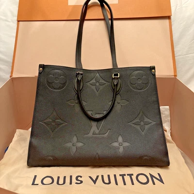 Bolsa tote Louis Vuitton couro preto On The Go em excelente estado na caixa - Imagem 1 de 4