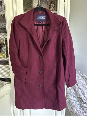 Abrigo Lands End para mujer talla 8 mezcla de lana rojo vino Foto 1 de 3
