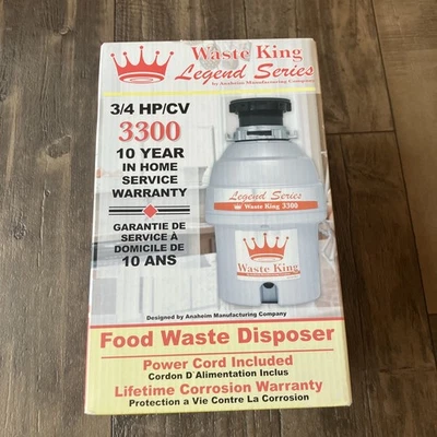 Waste King Garbage Disposal 3/4 HP Legend Series 3300  New Sealed - Image 1 of 4