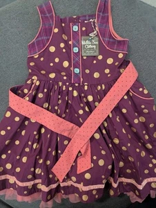 Matilda Jane Girls Dress 8 NWT Maroon Polka Dots - Picture 1 of 6