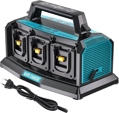 JHJQZCYG Super-Ladegerät für Makita 18-V-Akku 6-fach-Ladegerät für gleichzeitiges Laden