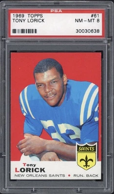 1969 Topps Tony Lorick #61 PSA 8 NM-MT New Orleans Saints  - Image 1 of 2