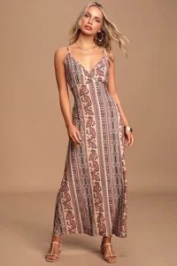 Maxi robe bohème femme Lulus Sweet Meadows fard à joues rose cachemire imprimé multiple XS - Photo 1/13