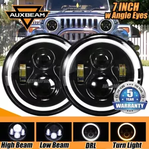 AUXBEAM 7" In Round LED Headlights Hi Low DRL Beam For Jeep Wrangler JK LJ TJ CJ - Bild 1 von 12