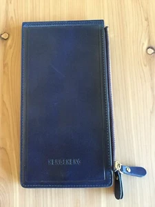 Hengsheng Genuine Leather Wallet Card Holder Navy Blue - Picture 1 of 5