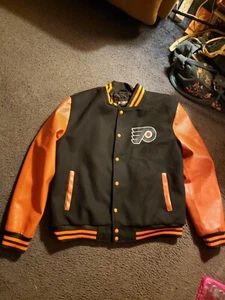 PHILADELPHIA FLYERS LEDERJACKE HERREN 2XL SCHWARZ ORANGE - Bild 1 von 2