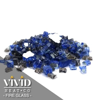 VIVID Ocean Blue, Bronze Premium Blend 1/2" Fireplace Fire Pit Fireglass Glass - Image 1 of 4