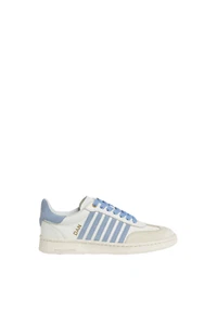 DSQUARED2 Boxer $460 Milk/Blue Leather Women's Sneakers New And Authentic - Picture 1 of 5