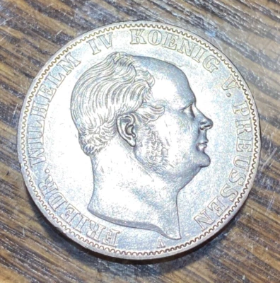 1859-A Prussia Silver Thaler Nice White Very Choice AU KM-471 CHRC - Image 1 of 2