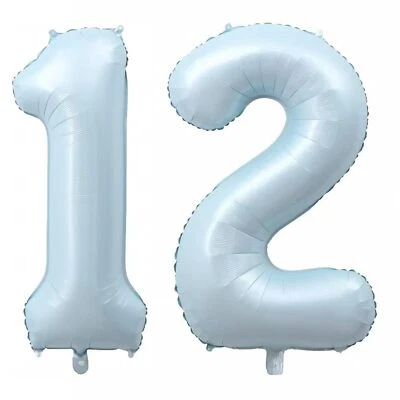 Luftballon 12 Geburtstag Zahl 40 Zoll Blau Creme Folienballon Riesenzahl Ball... - Imagem 1 de 4