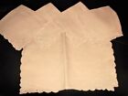 8 (4 Small + 4 Med) Antique Cream Fine Silky Linen Table Protectors Embroidered