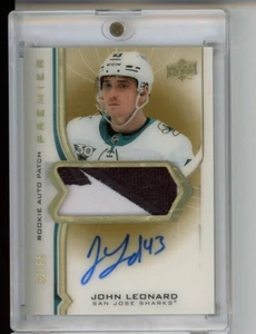 2020-21 UD PREMIER Gold Rookie Patch Auto ORO JOHN LEONARD RPA RC 62/65 - Foto 1 di 2